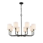 Millennium Lighting 9148-MB/MG Chelsea Eight Light Chandelier Matte Black finish Modern Gold finish