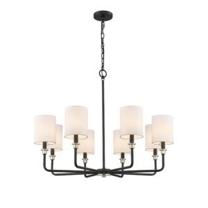 Millennium Lighting 9148-MB/MG Chelsea Eight Light Chandelier Matte Black finish Modern Gold finish
