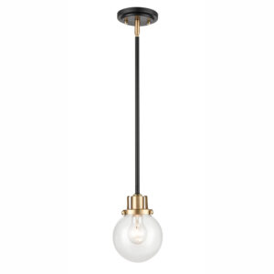 Millennium Lighting 9201-MB/MG Mellrosa One Light Mini Pendant Matte Black finish Modern Gold finish