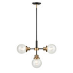 Millennium Lighting 9203-MB/MG Mellrosa Three Light Pendant Matte Black finish Modern Gold finish