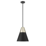 Millennium Lighting 9241-MB/MG Annos One Light Pendant Matte Black finish Modern Gold finish