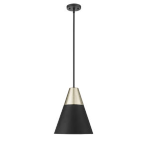 Millennium Lighting 9241-MB/MG Annos One Light Pendant Matte Black finish Modern Gold finish