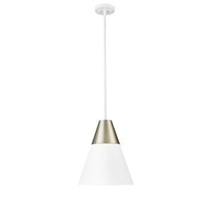 Millennium Lighting 9241-MW/MG Annos One Light Pendant Matte White finish Modern Gold finish