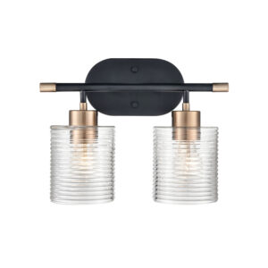 Millennium Lighting 9412-MB/MG Renitta Two Light Vanity Matte Black finish Modern Gold finish