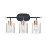 Millennium Lighting 9413-MB/MG Renitta Three Light Vanity Matte Black finish Modern Gold finish