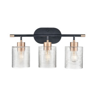 Millennium Lighting 9413-MB/MG Renitta Three Light Vanity Matte Black finish Modern Gold finish