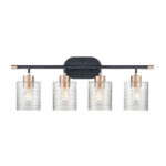 Millennium Lighting 9414-MB/MG Renitta Four Light Vanity Matte Black finish Modern Gold finish