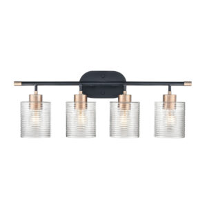 Millennium Lighting 9414-MB/MG Renitta Four Light Vanity Matte Black finish Modern Gold finish
