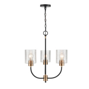Millennium Lighting 9423-MB/MG Renitta Three Light Chandelier Matte Black finish Modern Gold finish