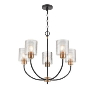 Millennium Lighting 9425-MB/MG Renitta Five Light Chandelier Matte Black finish Modern Gold finish