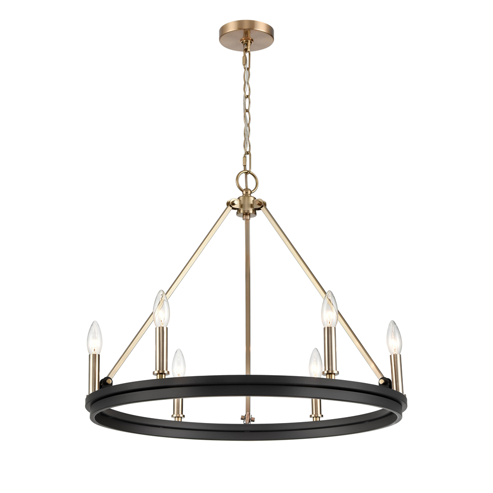 Millennium Lighting 9506-MB/MG Carruth Six Light Chandelier Matte Black finish Modern Gold finish