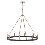 Millennium Lighting 9508-MB/MG Carruth Eight Light Chandelier Matte Black finish Modern Gold finish