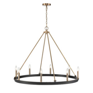 Millennium Lighting 9508-MB/MG Carruth Eight Light Chandelier Matte Black finish Modern Gold finish