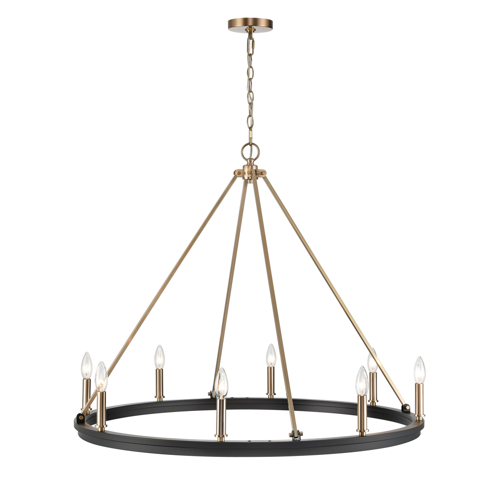 Millennium Lighting 9508-MB/MG Carruth Eight Light Chandelier Matte Black finish Modern Gold finish