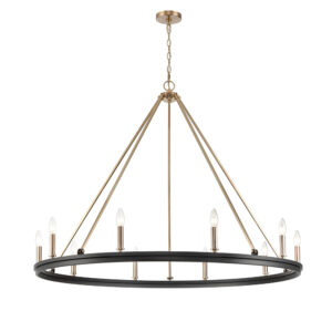 Millennium Lighting 9510-MB/MG Carruth Ten Light Chandelier Matte Black finish Modern Gold finish