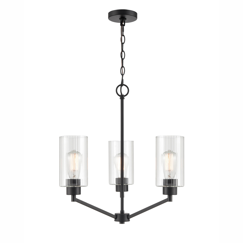 Millennium Lighting 9513-MB Beverlly Three Light Chandelier Matte Black finish