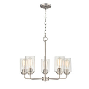 Millennium Lighting 9605-SN Moven Five Light Chandelier Satin Nickel finish