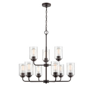 Millennium Lighting 9609-RBZ Moven Nine Light Chandelier Rubbed Bronze finish