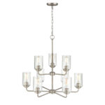 Millennium Lighting 9609-SN Moven Nine Light Chandelier Satin Nickel finish