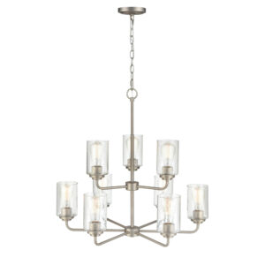 Millennium Lighting 9609-SN Moven Nine Light Chandelier Satin Nickel finish