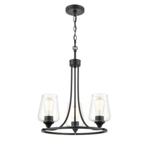 Millennium Lighting 9723-MB Ashford Three Light Chandelier Matte Black finish
