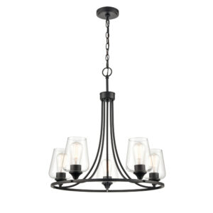 Millennium Lighting 9725-MB Ashford Five Light Chandelier Matte Black finish