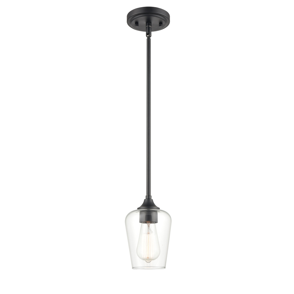 Millennium Lighting 9731-MB Ashford One Light Mini Pendant Matte Black finish