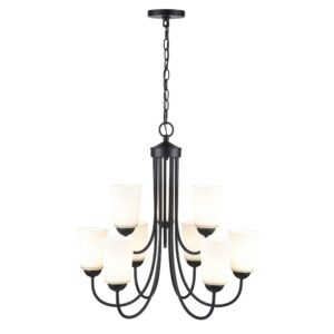 Millennium Lighting 9809-MB Ivey Lake Nine Light Chandelier Matte Black finish