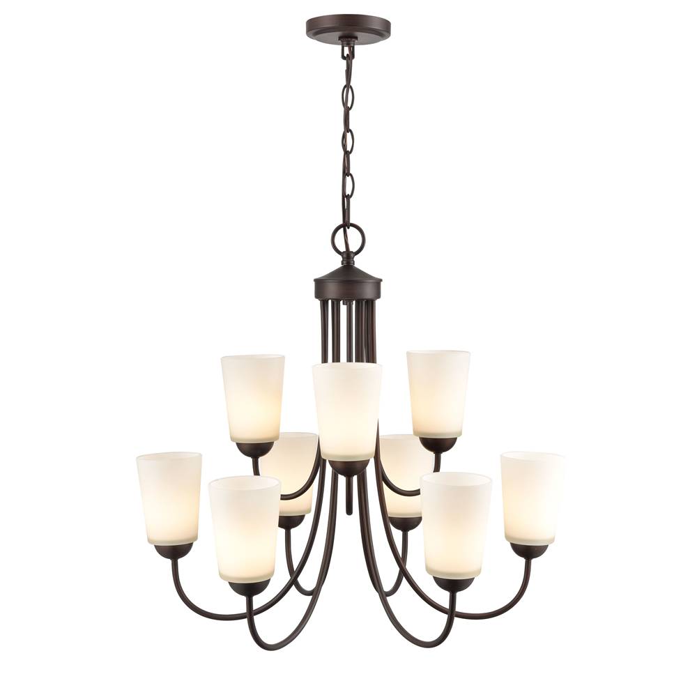 Millennium Lighting 9809-RBZ Ivey Lake Nine Light Chandelier Rubbed Bronze finish