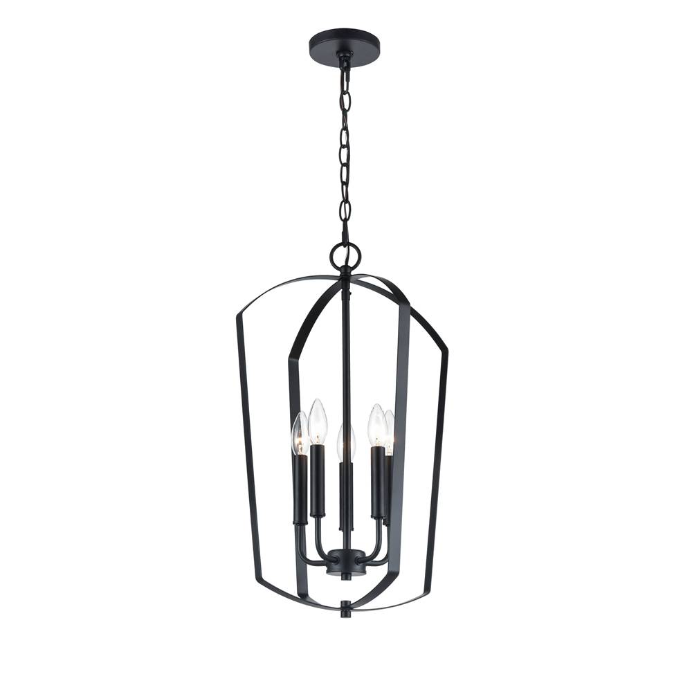 Millennium Lighting 9825-MB Ivey Lake Five Light Pendant Matte Black finish