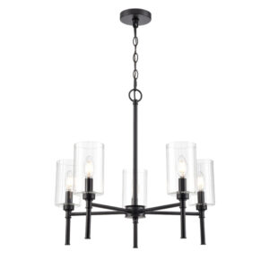 Millennium Lighting 9915-MB Chastine Five Light Chandelier Matte Black finish