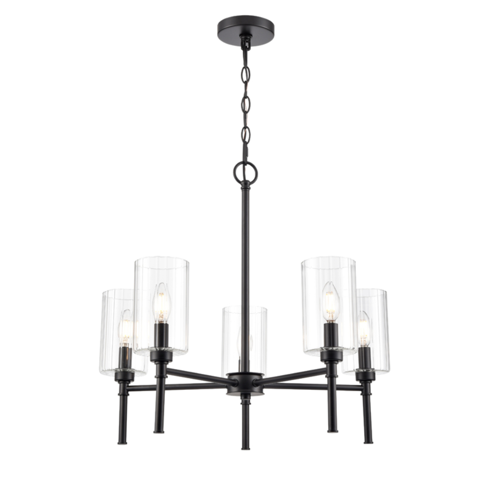 Millennium Lighting 9915-MB Chastine Five Light Chandelier Matte Black finish