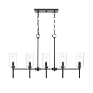 Millennium Lighting 9925-MB Chastine Five Light Linear Chandelier Matte Black finish