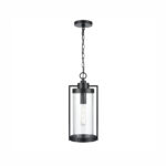 Millennium Lighting 192401-PBK Braselton One Light Outdoor Pendant Powder Coated Black finish