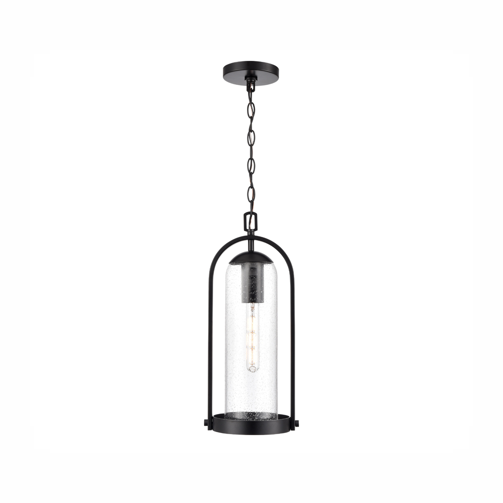 Millennium Lighting 199801-PBK Luxio One Light Outdoor Pendant Powder Coated Black finish