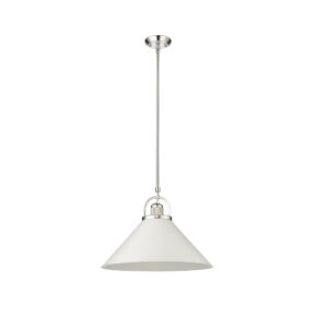 Millennium Lighting 20901-PN/MW Artistan One Light Pendant Polished Nickel finish Matte White finish