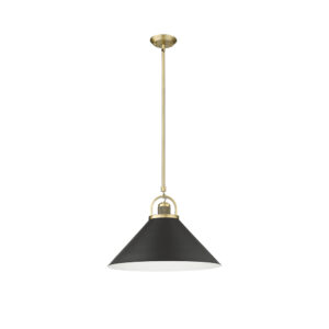 Millennium Lighting 20901-VB/MB Artistan One Light Pendant Vintagre Brass finish Matte Black finish