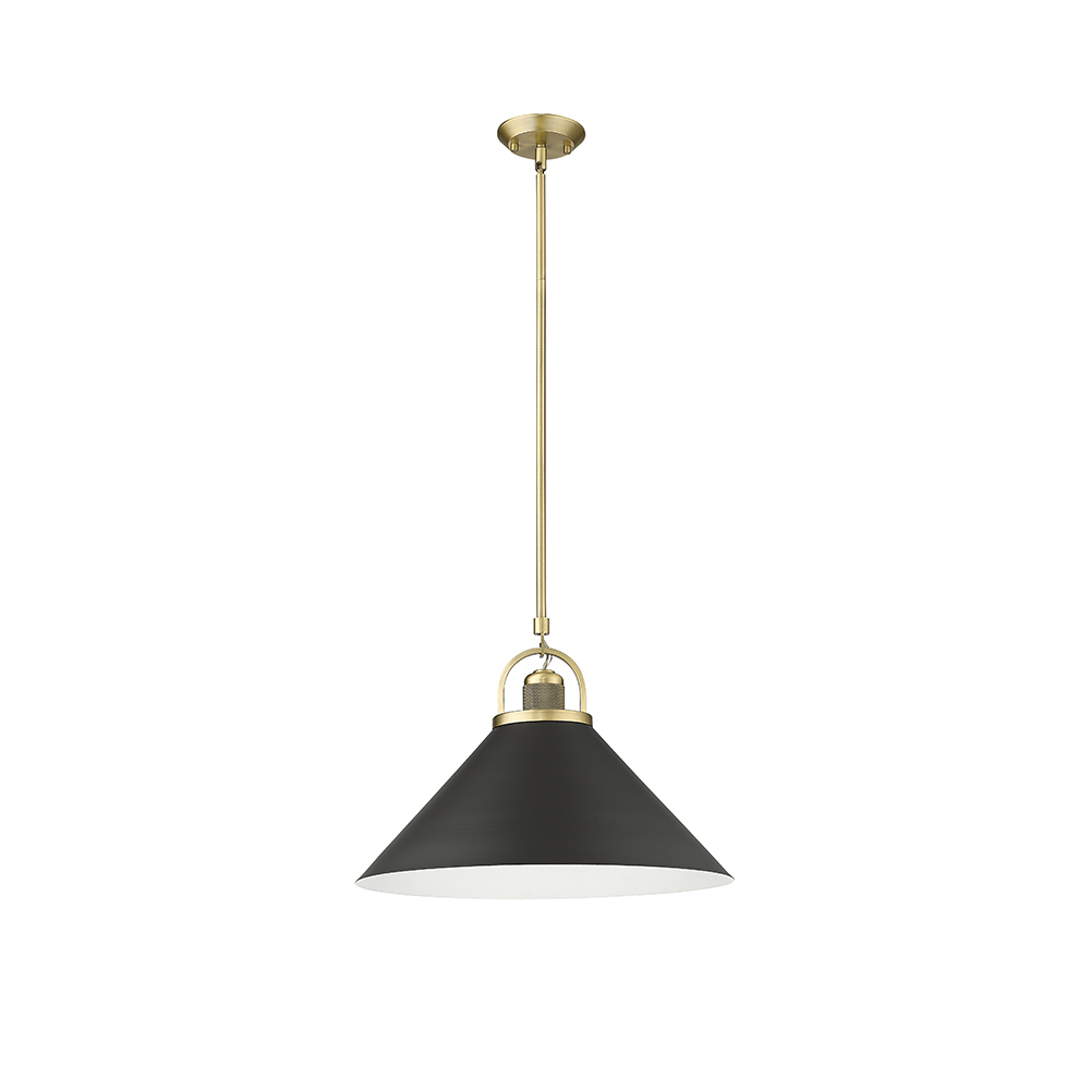 Millennium Lighting 20901-VB/MB Artistan One Light Pendant Vintagre Brass finish Matte Black finish
