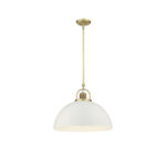 Millennium Lighting 20991-VB/MW Artistan One Light Pendant Vintagre Brass finish Matte White finish