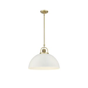 Millennium Lighting 20991-VB/MW Artistan One Light Pendant Vintagre Brass finish Matte White finish