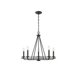 Millennium Lighting 21605-MB Jody Five Light Chandelier Matte Black finish