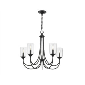 Millennium Lighting 22405-MB Waddingham Five Light Chandelier Matte Black finish