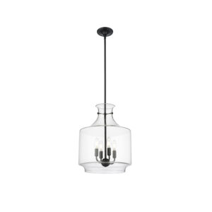 Millennium Lighting 22804-MB Mahannah Four Light Pendant Matte Black finish