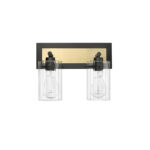 Millennium Lighting 25002-MB/VB Gasol Two Light Vanity Matte Black finish Vintage Brass finish