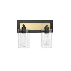 Millennium Lighting 25002-MB/VB Gasol Two Light Vanity Matte Black finish Vintage Brass finish