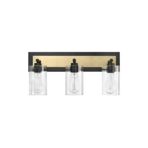 Millennium Lighting 25003-MB/VB Gasol Three Light Vanity Matte Black finish Vintage Brass finish