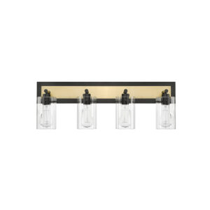Millennium Lighting 25004-MB/VB Gasol Four Light Vanity Matte Black finish Vintage Brass finish