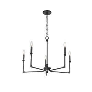 Millennium Lighting 25305-MB Azara Five Light Chandelier Matte Black finish