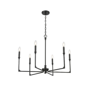 Millennium Lighting 25306-MB Azara Six Light Chandelier Matte Black finish