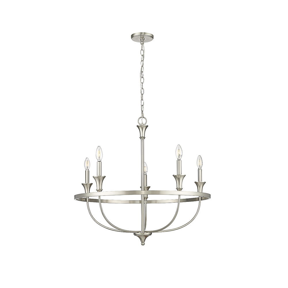 Millennium Lighting 28005-BN Emery Five Light Chandelier Brushed Nickel finish